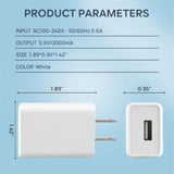 Wall Charger Cube 5V2A Usb Power Supply Charging Block Universal Wall Plug Brick Portable Travel Fast Charger Power Adapter For Iphone, Samsung Galaxy, Lg (2Pcs-White)