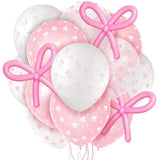 32 Pcs Pink Bow Balloons - Coquette Bows Party Decorations For Girls Birthday, Bachelorette, Bridal Engagement, Baby Shower