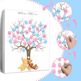 Winnie Gender Reveal Fingerprint Tree, Winnie Gender Reveal Decor Guestbook, Baby Shower Decoration For Expectant Mothers, Baby Shower Guest Book With Stickers