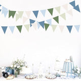 32ft Blue Green Retro Fabric Triangle Banner for Parties & Golf Events