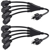 Cable Matters 2-Pack 4 Outlet Power Splitter Cord - 1.5ft, NEMA 5-15P to NEMA 5-15R Y Power Cord Splitter, 16 AWG Outlet Saver, 4 Way ExtensionCord, 1.5 Feet