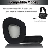 Void Pro Ear Pads Repair Part For Corsair Void, Void Pro, Void Pro Rgb, Void Pro Rgb Se, Void Elite, Void Elite Rgb Headphones,Replacement Ear Cushions Breathable Mesh Earpads (Black+Grey)