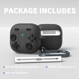 Game Case For Airpods 4 Cover Shock-Proof Protective Silicone Case With Cleaning Pen And Keychain Accessories For Apple Airpods 4Th Generation (Black)