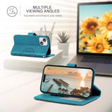 Premium PU Leather Wallet Case for iPhone 15 with 3 Card Holder and Magnetic Clip
