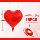 Heart Shaped Foil Balloons For Valentines Day Party Decorations - Pack