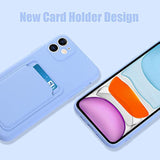 Compatible With 11 Case Tpu Card Holder Wallet Cover,Camera Protection + Screen Protector Soft Card Slot Phone Case -Purple