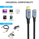 Usb C Extension Cable 3.3Ft (100W/10Gbps), Nylon Braided Usb 3.1 Type C Male T