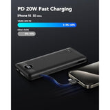 Portable Charger With Wall Plug, 10000Mah Slim Portable Charger Built In Cables,Pd 20W Fast Charging Power Bank With Cords,Usb C Portable Phone Charger Travel Accessories -Black(1 Pack)