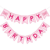Pink Cute Kitty Happy Birthday Banner Pre-Strung Hanging Sign Cartoon Cute Cat Party Decorations Cartoon Kitty Themed Party Decorations Banners For Girls Women Birthday Favors Supplies