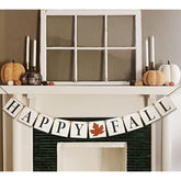 Happy Fall Banner Vintage Thanksgiving Harvest Decor for Mantle Fireplace Window