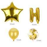 Happy Birthday Balloon Banner Golden Letters Set Mylar Balloon Birthday Party Supplies