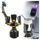 Car Cup Holder Expander with Magnetic Phone Mount - Adjustable Insert Fits 2.68-4.33" Holders, 360° Adjustable Neck & Strong N52 Magnets for iPhone