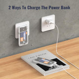 10000mAh Portable Charger,Q Slim USB C Power Bank,5 Output 2 Input 20W Travel External Battery Pack with Built-in Cables and AC Wall Plug, Compatible with Different Mobilephone, Tablet and More