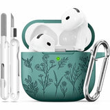 For Airpods 4 Case, Flower Engraved Cases For Apple Airpods 4Th Generation 2024, Soft Silicone Cover For Women Girly With 3-In-1 Cleaning Kit & Keychain, Anti-Scratch, Shockproof