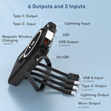 Wireless Portable Charger 10000Mah, Magnetic Power Bank With Built-In Cables Led Display,Mag-Safe Battery Pack With Stand 22.5W Pd Fast Charging For Iphone 16/15/14/13/12/Pro/Mini/Pro Max (Black)