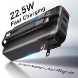 Portable Charger with Wall Plug, 38800mAh Power Bank 22.5W Fast Charging, Built-in Lightning & USB-C Cables, Plug in Portable Charger for Android