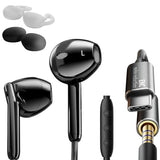 Semi-in-Ear Wired Earbuds with ENC Microphone Call Noise Cancelling,Stereo Bass,Installable Ear Hooks,Clear Calling,Comfortable Fit Wired Earphones