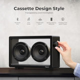 Cassette Portable Bluetooth Speaker, 16W Minimalist Speakers Bluetooth Wireless Loud, Hd Powerful Sound And Wide Compatibility V5.3 For Indoor Outdoor - Black