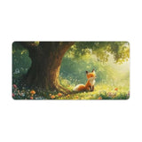 Fox Mouse Pad - Large Gaming Desk Mat With Cheerful Fox In Sunlit Forest Design, Non-Slip, Water-Resistant, Stitched Edges (30X60Cm)