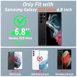Samsung Galaxy S22 Ultra Heavy Duty Dual Layer Shockproof Case with Card Holder and 2 HD Screen Protectors, Slim Wallet Case for S22 Ultra - Black