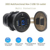 Dual Usb Quick Charge 3.0 Port & Pd Usb C Car Charger Socket, 12V Usb Outlet With Voltmeter And Power Switch For Car Boat Marine Truck