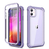 11 Case With Screen Protector Clear Rugged 360 Full Body Protective Shockproof Hard Back Defender Dual Layer Heavy Duty Bumper Cover Case For 11 6.1" - Purple