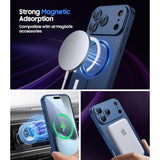 Magnetic Case for iPhone 17 Pro Max, MagSafe Compatible, Built-in Camera Lens Protector, Slim Thin Soft Silicone Bumper Shockproof Metallic Luster Phone Case, Blue