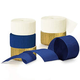 Navy Blue Party Decorations - 6 Rolls Navy Blue Gold Ivory Crepe Paper Streamers Tassels Paper For Graduation Party Bridal Shower Wedding Birthday Supplies