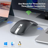 Bluetooth Wireless Arc Travel Mouse, Dual Model (2.4G+Bt5.1) Rotating Foldable Mouse For Microsoft, Rechargeable Slim Portable Mice For Laptop, Notebook, Pc, Macbook, Chromebook, Lenovo - Black