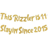 11Th Birthday Decorations Party Banner - 2 Pcs Gold Glitter Pre-Strung This Rizzler Is 11 Slayin Since 2015 Banner Decoration For Boys And Girls Happy 11 Years Old Birthday Party Decor Supplies