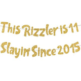 11Th Birthday Decorations Party Banner - 2 Pcs Gold Glitter Pre-Strung This Rizzler Is 11 Slayin Since 2015 Banner Decoration For Boys And Girls Happy 11 Years Old Birthday Party Decor Supplies