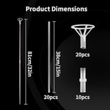 20pcs Clear Balloon Sticks & Holders, 15-32” Adjustable Balloon Stands for Birthday and Wedding Parties