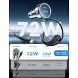 Usb C 72W Car Charger For Iphone 17/16 Pro Max, Pd & Qc3.0 W/5 Ft 36W Type C Coiled Cable, Fast Car Phone Charger Adapter For Iphone 17Air/15 Pro, Samsung Galaxy S25/S24/S23, Pixel 10/Lg/Android, Ipad
