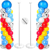 2 Sets Toys Inspired Balloon Column Stand Kit Cartoon Game Cow And Cloud Pattern Yellow Red Blue White Latex Ballloons For Inspired Party Themed Birthday Baby Shower Decorations