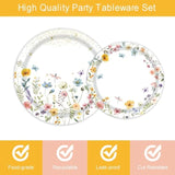 96 Pcs Wildflower Party Supplies Paper Plates And Napkins Disposable Spring Floral Baby Shower Birthday Tableware Decorations For Spring Summer Picnic Wedding Tea Party, Serve 24 Guests