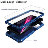 For T-Mobile Revvl 6 Pro 5G Case, Revvl 6X Pro 5G Phone Case With Screen Protector, 2 Layer Protection, Shockproof Corners Tpu Bumper, Heavy Duty Rugged Protective Cover-Blue