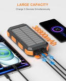 Solar Charger Power Bank 38800mAh, 22.5W USB-C Fast Charging Portable Charger with 4 Built-in Cables, External Battery Pack with Dual LED Emergency
