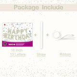 16 Inch White Sand Happy Birthday Foil Letter Balloons Banner Party Decor