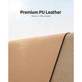 Leather Desk Pad Protector, Office Mat, Large Mouse Pad, Non-Slip Pu Blotter, Laptop Waterproof Writing For And Home (23.6" X 13.8", Khaki)