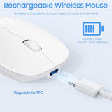 Bluetooth Wireless Mouse Dual Mode(Bluetooth5.2+Usb),Silent Rechargeable Mice With Usb-C To Usb Adapter For Macbook,Laptop,Tablet,Ipad,Pc(White)