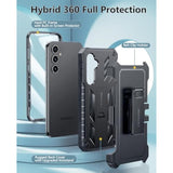 For Samsung Galaxy S24-Fe Case: Military Grade Rugged Cell Phone Cover With Kickstand & Holster | Shockproof Tpu Protection Bumper Matte Textured Design For Galaxy S24 Fe Cases 6.7Inch - Black