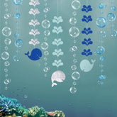 Blue Bubble Whale Garland Boy Baby Shower Ocean Garland Whale Theme Under The Sea Party Decorations Birthday Banner Marine Whale Party Streamers Beach Nautical 1St Birhtday Party Decor