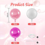 20Pcs Round Shaped Balloons, Hot Pink Light Pink White Round Aluminum Giant Balloon For Birthday Wedding Anniversary Baby Shower Valentine'S Day Party Bridal Shower Romantic Festival Ceremony Decor