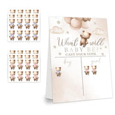 Gender Reveal Party Games, Teddy Theme Baby Gender Reveal Voting Board Sign, 48 Boys Girls Teddy Voting Stickers, He Or She, Baby Gender Reveal Party Decorations Games For Boy Or Girl Shower