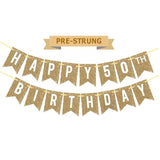 Pre-Strung Gold 50th Birthday Banner, Glitter Decor for Women & Men’s Party Supplies
