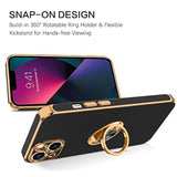 For Iphone 13 Case, Phone Case Iphone 13, Slim Fit 360° Ring Holder Shockproof Kickstand Magnetic Car Mount Supported Non-Slip Protective Women Girls Men Cover For Iphone 13 6.1 Inch,Black