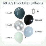 Dusty Blue And Black Balloons 60Pcs 12 Inch Race Car Slate Light Pale Blue Green Black Metallic Silver Latex Helium Balloon For Boys Race Car Fast Birthday Safari Baby Shower Party Decorations