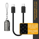 USB-C to USB-C Keychain Short Cable 8 Inch Braided Emergency Charger with Zinc Alloy Metal Housing Compact USB-C Cable for MacBook, iPhone 17 Pro