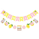 Pink Yellow Lemonade Banner For Lemonade Stand Decorations, Lemon Sign Garland Summer Party Decor Lemon Themed Bridal Shower Birthday Party Supplies Favor