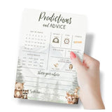 Baby Predictions & Advice Cards – Woodland Adventure Baby Shower Game, Adorable Forest Animals Theme For Boy, 30 Pack
